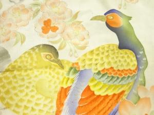 アンティーク　雉模様刺繍名古屋帯帯側